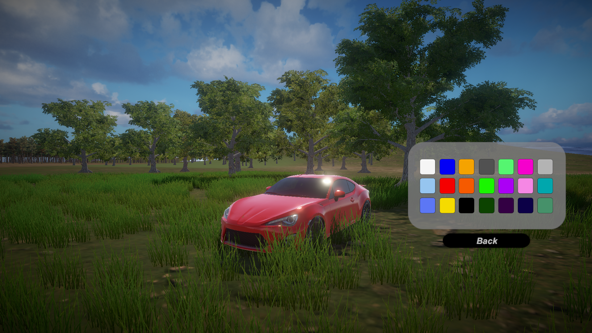 Speed Horizon colour picker with a red car